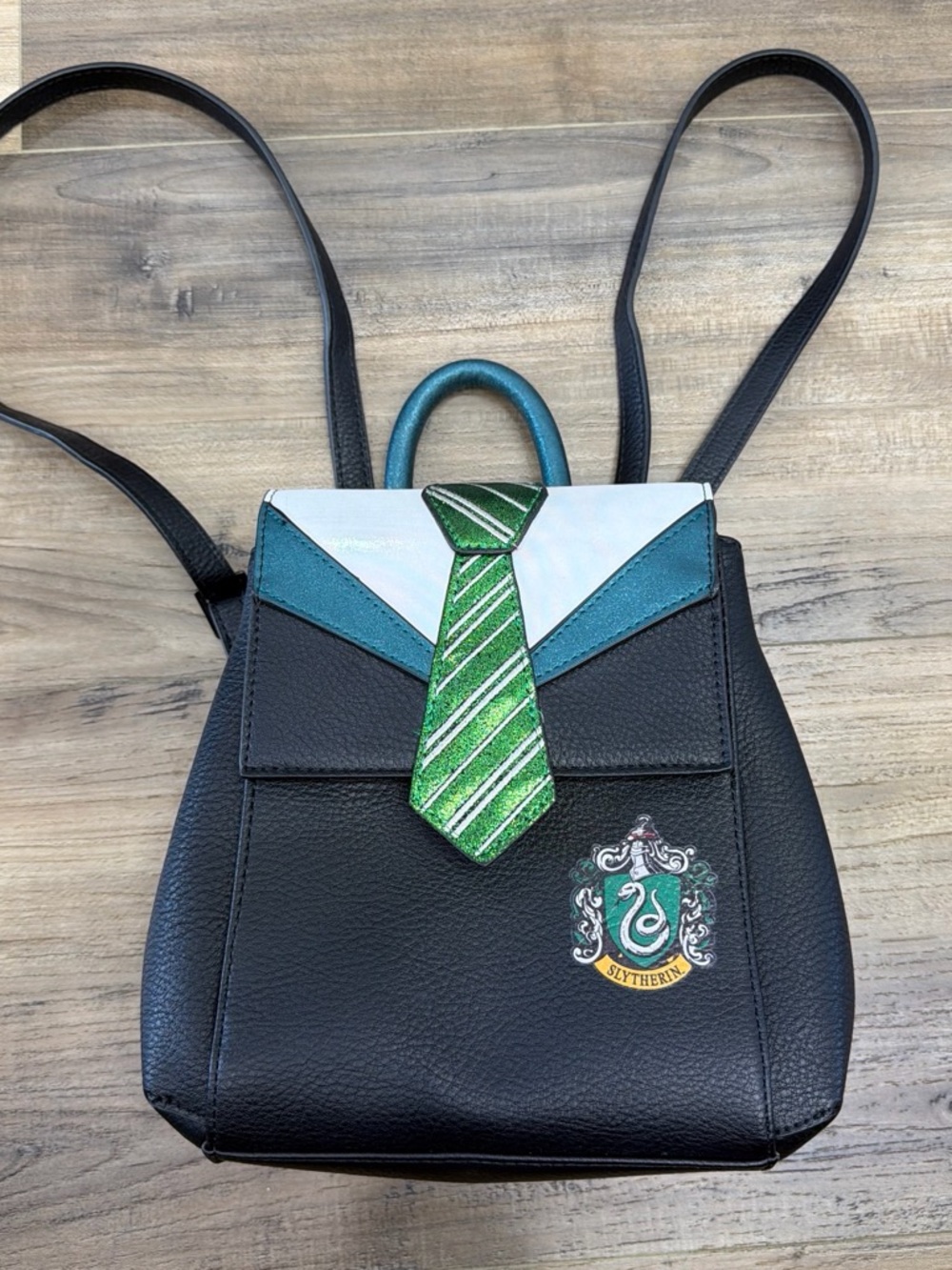Danielle Nicole Black Backpack with Green & Teal Accents